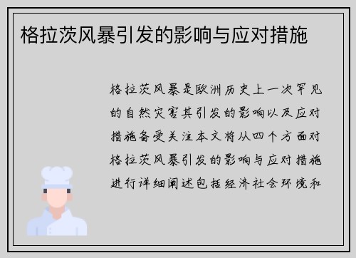 格拉茨风暴引发的影响与应对措施